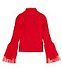 Color:Red - Image 2 - Big Girls 7-16 Tulle Sleeve Mock Neck Sweater