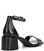 Color:Black - Image 2 - Glow-Up Leather Ankle Strap Block Heel Sandals