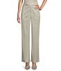 Color:Eggshell - Image 1 - High Rise Coordinating Metallic Straight Leg Trousers