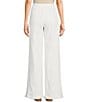 Color:White - Image 2 - High Waisted Linen Blend Pants