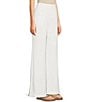Color:White - Image 3 - High Waisted Linen Blend Pants