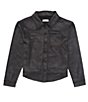 Color:Black - Image 1 - Little Girls 2T-6X Coated Button Front Shirt Jacket