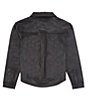 Color:Black - Image 2 - Little Girls 2T-6X Coated Button Front Shirt Jacket