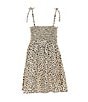 Color:Ivory Black - Image 2 - Little Girls 2T-6X Dotted Print Tie Strap Dress