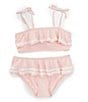 Color:Icy Pink - Image 1 - Little Girls 2T-6X Rick Rack Flounce Bralette Two-Piece Swimsuit