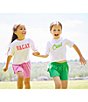 Color:Strawberry/White - Image 4 - Little Girls 2T-6X Short Sleeve Boxy Vacay Graphic Cropped T-Shirt
