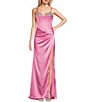 Color:Pink - Image 2 - Social Corset Rhinestone Beaded Long Dress