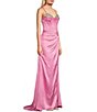 Color:Pink - Image 6 - Social Corset Rhinestone Beaded Long Dress
