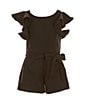 Color:Black - Image 1 - Social Little Girls 2T-6X Tiered Ruffle Sleeve Romper