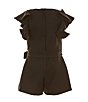 Color:Black - Image 2 - Social Little Girls 2T-6X Tiered Ruffle Sleeve Romper