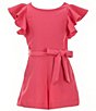 Color:Hot Pink - Image 1 - Social Little Girls 2T-6X Tiered Ruffle Sleeve Romper