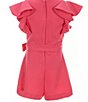 Color:Hot Pink - Image 2 - Social Little Girls 2T-6X Tiered Ruffle Sleeve Romper