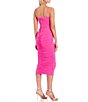 Color:Hot Pink - Image 2 - Social Sweetheart Neck Ruched Midi Dress