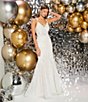 Color:Ivory/Nude - Image 5 - V-Neck Lace-Up Back Embroidered Lace Mermaid Gown