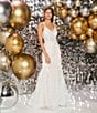 Color:Ivory/Nude - Image 6 - V-Neck Lace-Up Back Embroidered Lace Mermaid Gown