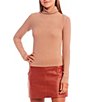 Color:Taupe - Image 1 - Turtle Neck Long Sleeve Fitted Top