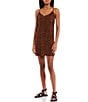 Color:Black Brown - Image 3 - Two Piece Mini Slip Dress with Topper