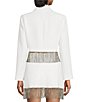 Color:White - Image 2 - Anya Rhinestone Fringe Point Collar Long Sleeve Coordinating Jacket