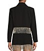Color:Black - Image 2 - Anya Rhinestone Fringe Point Collar Long Sleeve Coordinating Jacket
