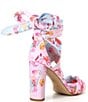 Color:Pink/Multi - Image 2 - Astraahh Floral Print Ankle Wrap Sandals