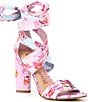 Color:Pink/Multi - Image 1 - Astraahh Floral Print Ankle Wrap Sandals