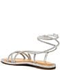 Color:Silver - Image 3 - Beatrix Rhinestone Embellished Ankle Wrap Flat Sandals