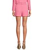 Color:Sangria - Image 2 - Bella High Rise Crepe Suiting Belted Coordinating Shorts