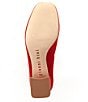 Color:Tangelo Red - Image 6 - Catallo Suede Square Toe Low Block Heel Pumps