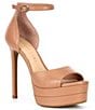 Color:Sweet Tan - Image 1 - Chellsie Leather Ankle Strap Platform Dress Sandals