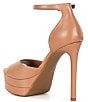 Color:Sweet Tan - Image 3 - Chellsie Leather Ankle Strap Platform Dress Sandals