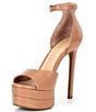 Color:Sweet Tan - Image 4 - Chellsie Leather Ankle Strap Platform Dress Sandals