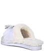 Color:White - Image 3 - ComfieeThree Rhinestone and Pearl Bow Faux Fur Slippers