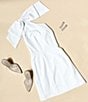 Color:White - Image 3 - Deliah One Bow Shoulder Sleeveless Sheath Crepe Mini Dress