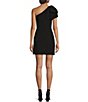 Color:Black - Image 2 - Deliah One Bow Shoulder Sleeveless Sheath Crepe Mini Dress