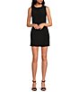 Color:Black - Image 1 - Emma Crepe Structured Sleeveless A-Line Mini Dress