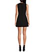 Color:Black - Image 2 - Emma Crepe Structured Sleeveless A-Line Mini Dress