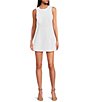 Color:White - Image 1 - Emma Crepe Structured Sleeveless A-Line Mini Dress