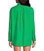 Color:Kelly Green - Image 2 - Georgie Poplin Button Front Coordinating Long Sleeve Shirt