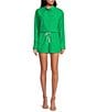 Color:Kelly Green - Image 3 - Georgie Poplin Button Front Coordinating Long Sleeve Shirt