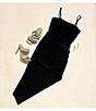 Color:Black - Image 4 - Harling Crepe Square Neck Sleeveless Asymmetrical Hemline Midi Dress