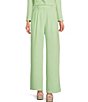 Color:Pear - Image 1 - Hartley Crepe Pleated Straight Wide Leg Coordinating Pants
