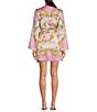 Color:Pink Border - Image 2 - Jenni Paisley Printed Satin V-Neck Long Sleeve Mini Wrap Dress