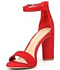 Color:Santorini Red - Image 4 - Joenah Suede Block Heel Ankle Strap Dress Sandals