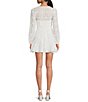 Color:White - Image 2 - Katrina Eyelet V-Neck Long Sleeve A-Line Dress