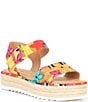 Color:Floral/Multi - Image 1 - Keegan Floral Print Buckle Detail Espadrille Platform Sandals