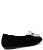 Color:Black - Image 2 - LakeTwo Rhinestone Double Bow Suede Ballet Flats
