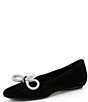 Color:Black - Image 4 - LakeTwo Rhinestone Double Bow Suede Ballet Flats