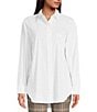 Color:White - Image 1 - Prep Cotton Blend Point Collar Long Sleeve Button Front Blouse