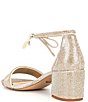 Color:Sand Gold - Image 3 - RhiaannTwo Rhinestone Ankle Tie Block Heel Dress Sandals