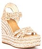 Color:Neutral Combo - Image 1 - Santi Woven Beaded Strappy Wedge Sandals